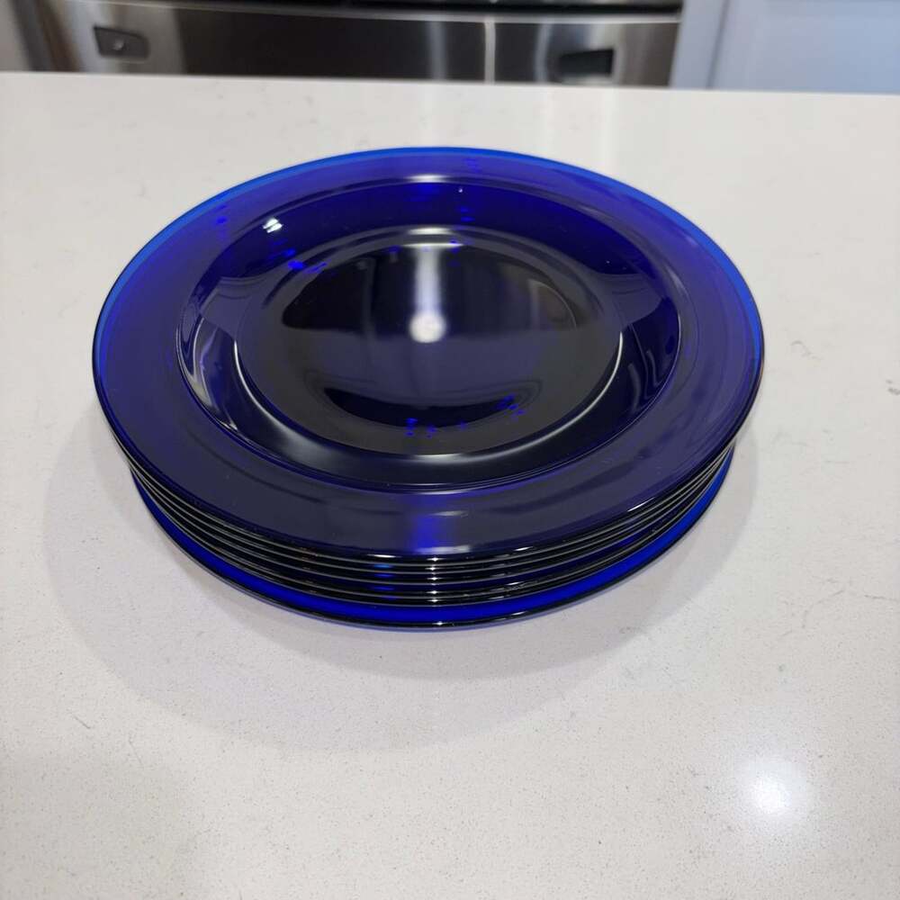Vintage Bormioli Rocco Rondo Saphir Cobalt Blue Glass 8.25” Salad Plates (6)